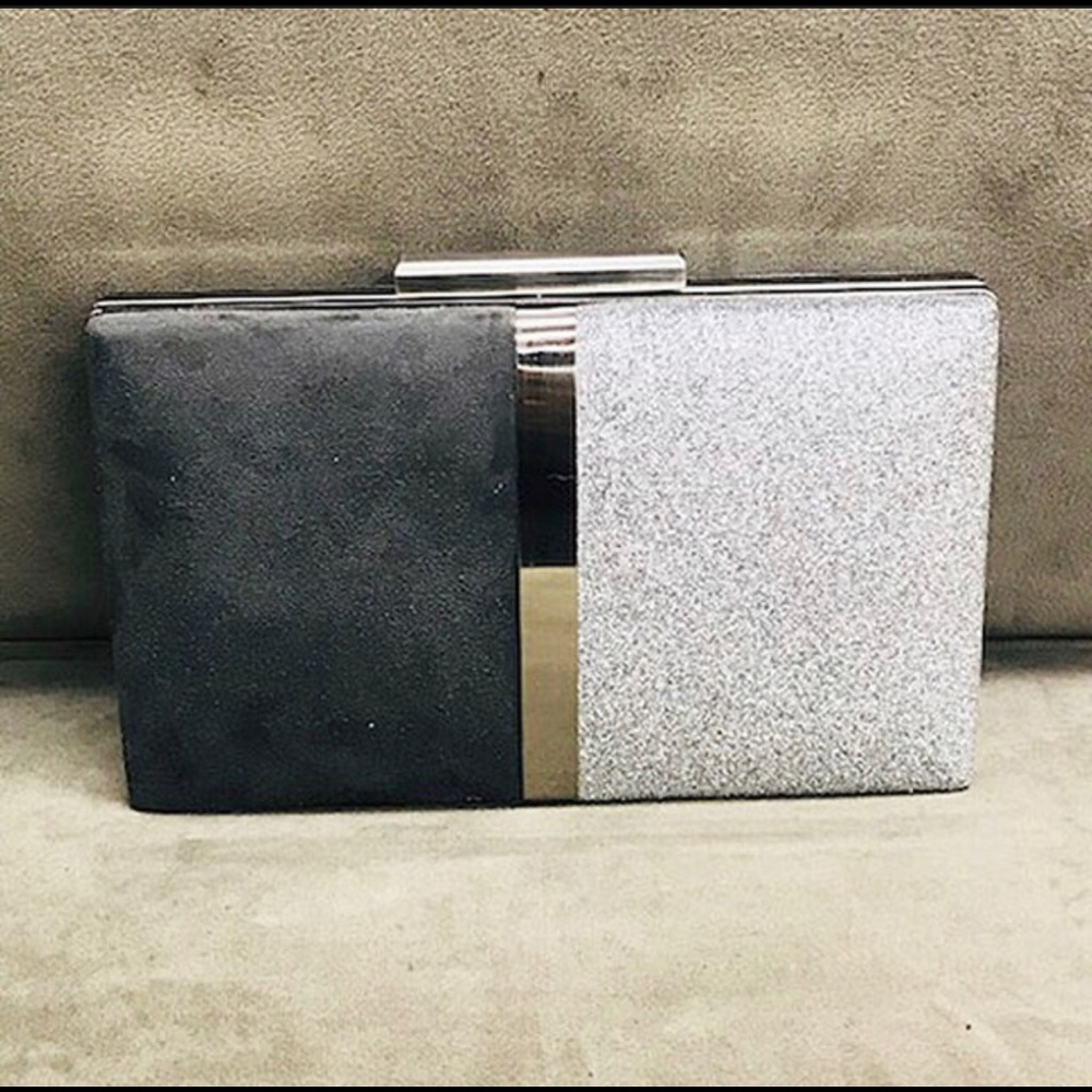 SR Gray/Silver Metallic Box Clutch,NWT - Picture 1 of 5